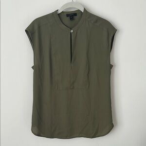 J. Crew Green Blouse with Cap Sleeves